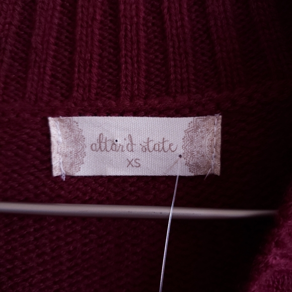 NWT Altar'd State Burgundy Bobble Pom Pom Sweater - Picture 9 of 11